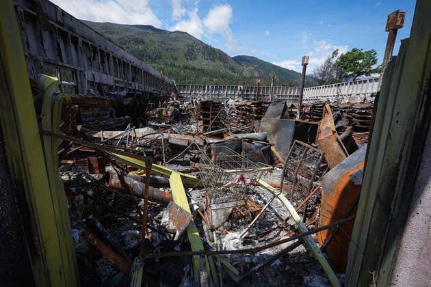 June 14, 2022, LYTTON, BC, CANADA: The inside of the grocery and liquor store that was destroyed by wildfire is seen in Lytton, B.C., on Tuesday, June 14, 2022. The fire-ravaged community of Lytton, B.C., will get $77 million from the federal government to help it rebuild a fire-resistant and energy-efficient community. Two people were killed and much of the centre of the village was destroyed when wildfire ripped through the community almost a year ago. LYTTON CANADA - ZUMAc35_ 20220614_zaf_c35_092 Copyright: xDarrylxDyckx