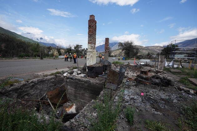 June 14, 2022, LYTTON, BC, CANADA: A home destroyed by wildfire is seen in Lytton, B.C., on Tuesday, June 14, 2022. The fire-ravaged community of Lytton, B.C., will get $77 million from the federal government to help it rebuild a fire-resistant and energy-efficient community. Two people were killed and much of the centre of the village was destroyed when wildfire ripped through the community almost a year ago. LYTTON CANADA - ZUMAc35_ 20220614_zaf_c35_104 Copyright: xDarrylxDyckx