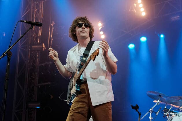 June 17, 2022, Newport, United Kingdom: Jack Cochrane, vocalist and lead guitarist with Scottish indie rock band The Snuts, who s song Always was the final number one in the Scottish Singles Chart before it was discontinued in December 2020, performing live on stage in the Big Top at the Isle of Wight Festival. Newport United Kingdom - ZUMAs197 20220617_zaa_s197_259 Copyright: xDawnxFletcher-Parkx