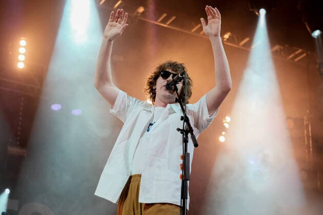 June 17, 2022, Newport, United Kingdom: Jack Cochrane, vocalist and lead guitarist with Scottish indie rock band The Snuts, who s song Always was the final number one in the Scottish Singles Chart before it was discontinued in December 2020, performing live on stage in the Big Top at the Isle of Wight Festival. Newport United Kingdom - ZUMAs197 20220617_zaa_s197_271 Copyright: xDawnxFletcher-Parkx