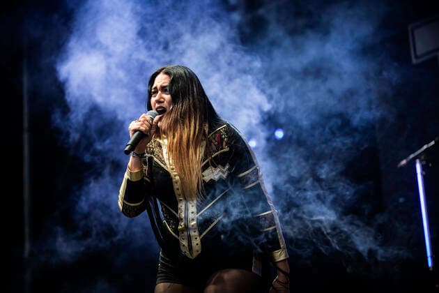 Thundermother live at Copenhell 2022, Copenhagen, Denmark Copenhagen, Denmark. 17th, June 2022. The Swedish rock band Thundermother performs a live concert during the Danish heavy metal festival Copenhell 2022 in Copenhagen. Here vocalist Guernica Mancini is seen live on stage. Copenhagen Denmark  Copyright: xGonzalesxPhoto ChristianxHjorthx