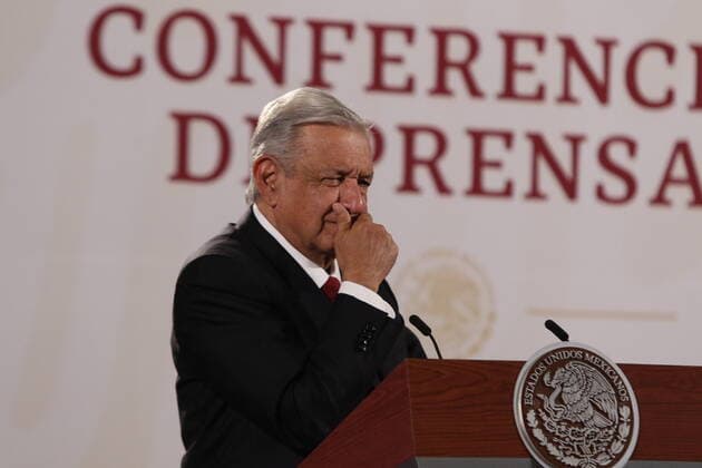 June 17, 2022, Mexico City, Mexico City, Mexico: June 17, 2022, Mexico City, Mexico: MexicoÃ¢â‚¬â ¢s President, Andres Manuel Lopez Obrador gesticulates while talk during his daily morning briefing conference at National Palace. on June 17, 2022 in Mexico City, Mexico. Mexico City Mexico - ZUMAe321 20220617_zia_e321_006 Copyright: xIsmaelxRosas xEyepixxGroupx