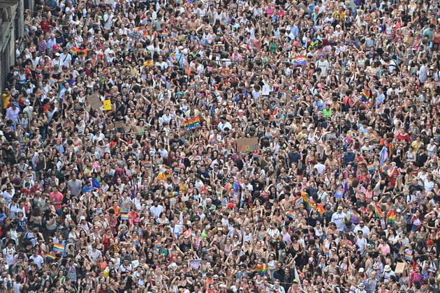 June 18, 2022, Turin, Italy: People attend the Turin Pride parade in Turin, Italy, 18 June 2022. Pride month is celebrated across the world every year in the month of June to raise awareness and promote equal rights for the LGBTQ community. ANSA Turin Italy - ZUMAa110 20220618_zaf_a110_043 Copyright: xAlessandroxDixMarcox