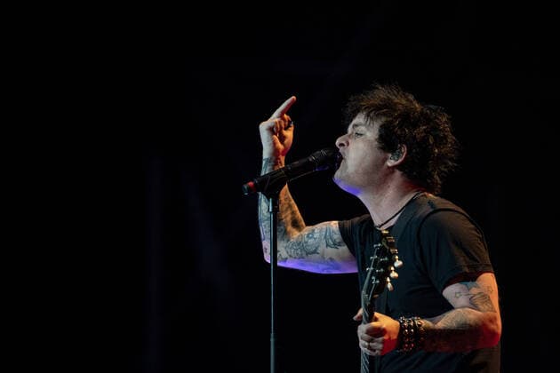 Singer and guitarist Billie Joe Armstrong of Green Day performs during the Rock for People 2022 music festival in Hradec Kralove, Czech Republic, June 18, 2022. (CTKxPhoto DavidxTanecek) CTKPhotoP2022061900153  TAD 007