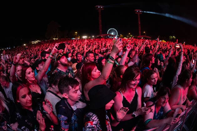 Fans during the concert of the Green Day group at the Rock for People 2022 music festival in Hradec Kralove, Czech Republic, June 18, 2022. (CTKxPhoto DavidxTanecek) CTKPhotoP2022061900164  TAD 009