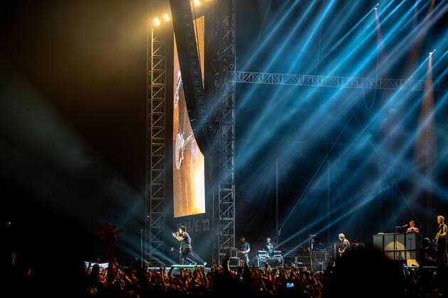 Singer and guitarist Billie Joe Armstrong of Green Day performs during the Rock for People 2022 music festival in Hradec Kralove, Czech Republic, June 18, 2022. (CTKxPhoto DavidxTanecek) CTKPhotoP2022061900229  TAD 016k