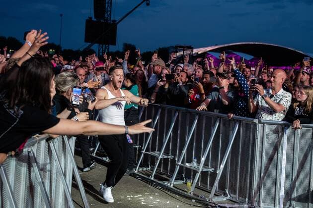 2022-06-19 22:08:31 LANDGRAAF - The American pop rock band Imagine Dragons with lead singer Dan Reynolds will perform during the third day of the Pinkpop music festival. ANP PAUL BERGEN netherlands out - belgium out