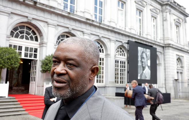 Roland Lumumba arrives for an official ceremony to return the remains of Congolese Patrice Emery Lumumba to his family, Monday 20 June 2022, at the Egmont Palace, in Brussels. Congolese independence leader and the first legally elected Prime Minister of the Republic of Congo Patrice Lumumba was executed in 1961 in Katanga. After his assassination his remains were kept by Belgium.  POOLxOLIVIERxMATTHYS 36499608