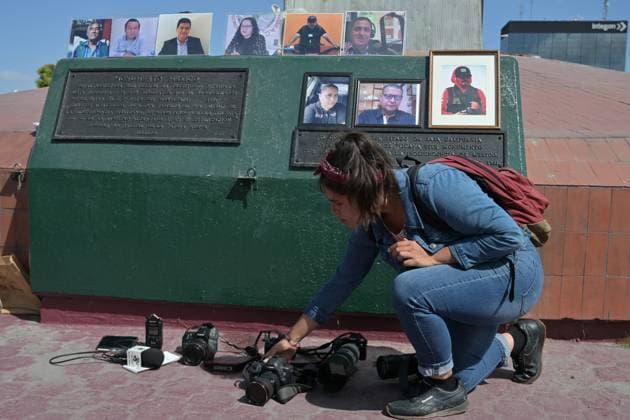 May 9, 2022, Tijuana, Baja California, Mexico: Local journalists gather to protest the killing of three Mexican journalists this week; eleven dead this year alone, LuoÂ­s Enrique RamoÂ­rez Ramos from the state of Sinaloa and Veracruz reporter Yesenia Molinedo Falconi and camerawoman Sheila Johanna GarcoÂ­a Olivera on Monday, May 9, 2022 in Tijuana, Baja California. Tijuana Mexico - ZUMAm180 20220509_zip_m180_015 Copyright: xCarlosxA.xMorenox