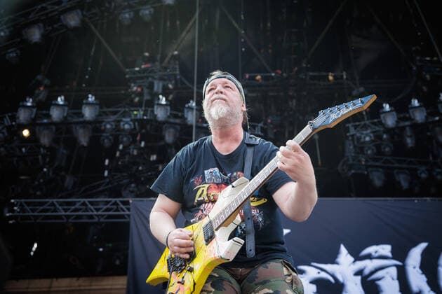 Artillery live at Copenhell 2022, Copenhagen, Denmark Copenhagen, Denmark. 18th, June 2022. The Danish thrash metal band Artillery performs a live concert during the Danish heavy metal festival Copenhell 2022 in Copenhagen. Here guitarist Michael St?tzer is seen live on stage. Copenhagen Denmark  Copyright: xGonzalesxPhoto PeterxTroestx