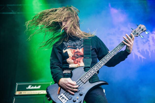Gatecreeper live at Copenhell 2022, Copenhagen, Denmark Copenhagen, Denmark. 18th, June 2022. The American death metal band Gatecreeper performs a live concert during the Danish heavy metal festival Copenhell 2022 in Copenhagen. Here bass player Alexander Brown is seen live on stage. Copenhagen Denmark  Copyright: xGonzalesxPhoto PeterxTroestx