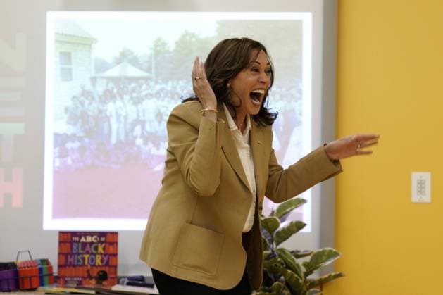 U.S. Vice President Kamala Harris greets children at an art class as she visits the National Museum of African American History and Culture to mark a Juneteenth in Washington, DC on Monday, June 20, 2022.  WASP20220620104 YurixGripas