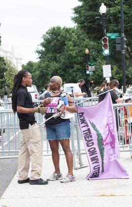 WASHINGTON, DC - JUNE 21: Pro-Choice and Pro -Life advocates gather at the US Supreme Court in Washington DC, in anticipation of a ruling possibly overturning the 1973 Landmark decision, Roe V Wade which allowed legal abortions to take place. . Washington, D.C. June 21, 2022. Copyright: xPatsyxLynchx