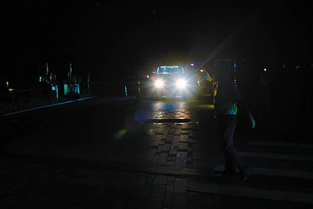 June 21, 2022, Hong Kong, China: A view of the headlights of a car in the dark at Tin Shui Wai. 140,000 Hong Kong households face a blackout after an electricity cable fire. Hong Kong China - ZUMAs197 20220621_zaa_s197_435 Copyright: xEmmanuelxSernax