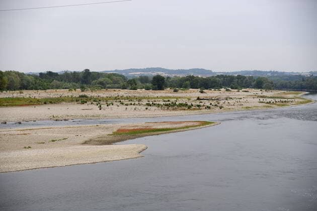 Italien, Po führt Niedrigwasser River Po, the ongoing environmental disaster.  Copyright: xBonomoxAntoninox xipa-agency.netx xx