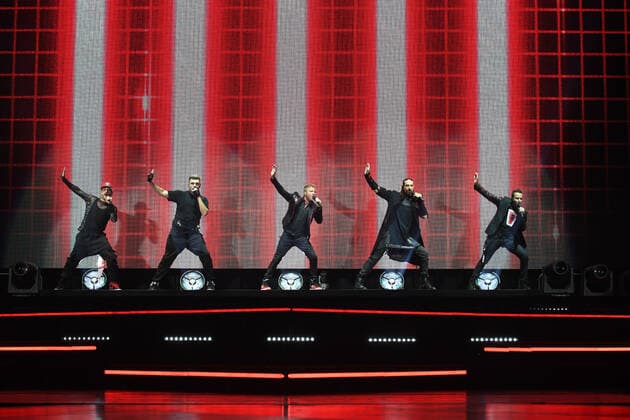 WEST PALM BEACH, FL - JUNE 22: Backstreet Boys perform during the DNA World Tour at The iTHINK Financial Amphitheatre on June 22, 2022 in West Palm Beach Florida Copyright: xmpi04x