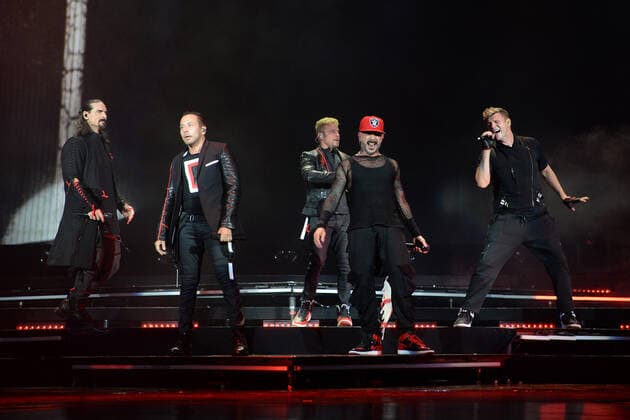 WEST PALM BEACH, FL - JUNE 22: Backstreet Boys perform during the DNA World Tour at The iTHINK Financial Amphitheatre on June 22, 2022 in West Palm Beach Florida Copyright: xmpi04x