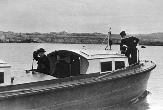 Yalta Conference 2401075 04.02.1945 The Yalta Conference of the leaders of the three Allied powers. (February 4-11, 1945). British Foreign Secretary Anthony Eden in a boat embarking from the Count s Quay in Sevastopol. Alexey Sputnik Sevastopol Russia  Copyright: xAlexeyx