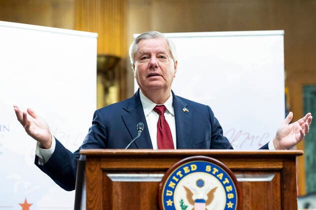 June 23, 2022, Washington, District of Columbia, United States: U.S. Senator LINDSEY GRAHAM (R-SC) speaking about Ukraine at an event organized by the McCain Institute. Washington United States - ZUMAb161 20220623_zap_b161_018 Copyright: xMichaelxBrochsteinx