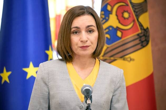 Bilder des Jahres 2022, News 06 Juni News Themen der Woche KW25 News Bilder des Tages Moldova EU Candidate Status 8222965 24.06.2022 Moldovan President Maia Sandu speaks during a news conference in Chisinau, Moldova. EU leaders have decided on June 23 to grant the status of candidate country to Ukraine and to the Republic of Moldova. Rodion Proca Sputnik Chisinau Moldova  Copyright: xRodionxProcax