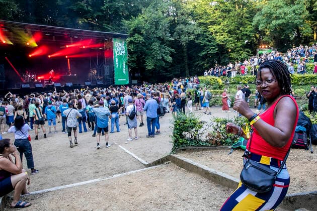 Illustration picture shows a woman dancing at the first day of the Couleur Cafe music festival in Brussels, Friday 24 June 2022. The 31st edition of the festival is taking place from June 24th to June 26th.  HATIMxKAGHAT 36610403