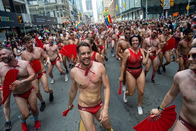June 26, 2022, Toronto, ON, Canada: People march in the Pride parade in downtown Toronto, marking the return of in-person festivities for the annual LGBTQ celebration, in Toronto, June 26, 2022. Toronto Canada  - ZUMAc35_ 20220626_zaf_c35_073 Copyright: xEduardoxLimax