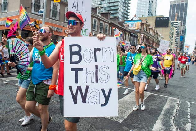 June 26, 2022, Toronto, ON, Canada: People march in the Pride parade marking the return of in-person festivities for the annual LGBTQ celebration, in Toronto, Sunday, June 26, 2022. Toronto Canada  - ZUMAc35_ 20220626_zaf_c35_074 Copyright: xEduardoxLimax