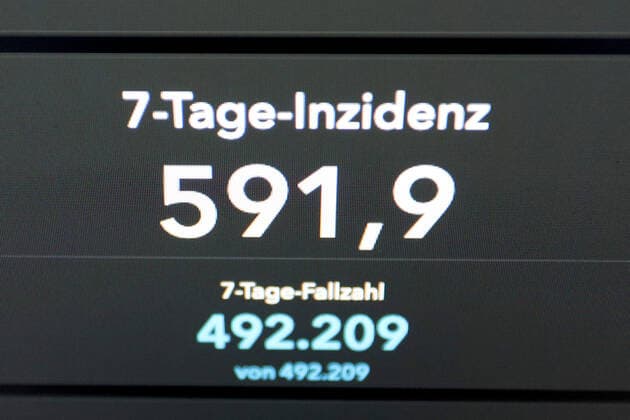 Dashboard des RKI, die 7-Tage-Inzidenz liegt nun bei 591,9 7-Tage-Inzidenz, Dashboard des RKI auf einem Monitor am 27.06.2022 in Siegen Deutschland.