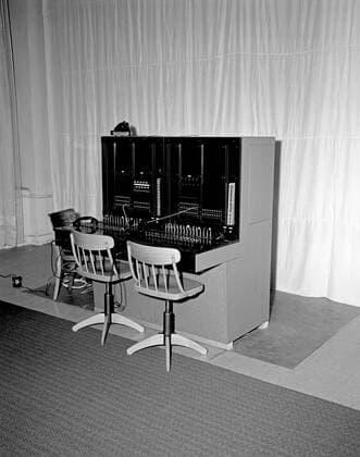 Trip to Europe: Arrival in Vienna, Austria 10:50AM; White House Army Signal Agency (WHASA) staff in Vienna. White House Army Signal Agency (WHASA) communications equipment in an unidentified building for use at a summit between President John F. Kennedy and Soviet Union Premier Nikita Khrushchev in Vienna, Austria. Copyright: xpiemagsx