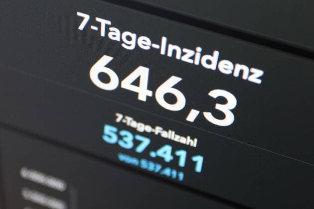 Dashboard des RKI, die 7-Tage-Inzidenz liegt nun bei 646,3 7-Tage-Inzidenz, Dashboard des RKI auf einem Monitor am 29.06.2022 in Siegen Deutschland.
