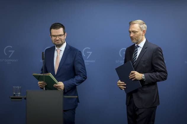 Pressekonferenz mit Christian Lindner (FDP), Bundesminister der Finanzen, und Marco Buschmann (FDP), Bundesminister der Justiz. Berlin Deutschland