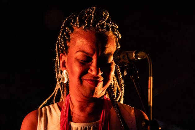 Kiko Dinucci live at Roskilde Festival 2022, Roskilde, Denmark Roskilde, Denmark. 29th, June 2022. The Brazilian singer, songwriter and musician Kiko Dinucci performs a live concert during the Danish music festival Roskilde Festival 2022 in Roskilde. Here vocalist Jucara Marcal is seen live on stage. Roskilde Denmark  Copyright: xGonzalesxPhoto ErlingxBrodersenx