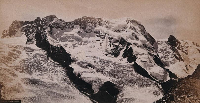 The Swiss Alps, Switzerland: Lyskamm and Breithorn mountains, taken from mount Gornergrat. Photograph by Francis Frith, ca. 1880.