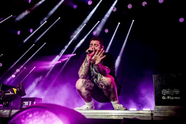 Post Malone live at Roskilde Festival 2022, Roskilde, Denmark Roskilde, Denmark. 29th, June 2022. The American rapper and lyricist Post Malone performs a live concert during the Danish music festival Roskilde Festival 2022 in Roskilde. Roskilde Denmark  Copyright: xGonzalesxPhoto LassexLagonix