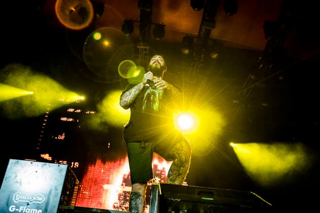 Post Malone live at Roskilde Festival 2022, Roskilde, Denmark Roskilde, Denmark. 29th, June 2022. The American rapper and lyricist Post Malone performs a live concert during the Danish music festival Roskilde Festival 2022 in Roskilde. Roskilde Denmark  Copyright: xGonzalesxPhoto LassexLagonix
