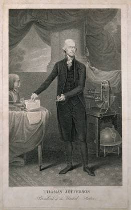 Thomas Jefferson. Stipple engraving by Tibout after R. Peale.