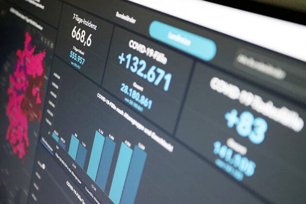 Dashboard des RKI, die 7-Tage-Inzidenz liegt nun bei 668,6 7-Tage-Inzidenz, Dashboard des RKI auf einem Monitor am 30.06.2022 in Siegen Deutschland.