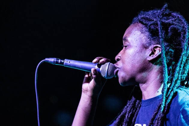 Irreversible Entanglements live at Roskilde Festival 2022, Roskilde, Denmark Roskilde, Denmark. 30th, June 2022. The American free-jazz group Irreversible Entanglements performs a live concert during the Danish music festival Roskilde Festival 2022 in Roskilde. Here singer Camae Ayewa is seen live on stage. Roskilde Denmark  Copyright: xGonzalesxPhoto ErlingxBrodersenx