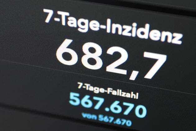 Dashboard des RKI, die 7-Tage-Inzidenz liegt nun bei 682,7 7-Tage-Inzidenz, Dashboard des RKI auf einem Monitor am 01.07.2022 in Siegen Deutschland.