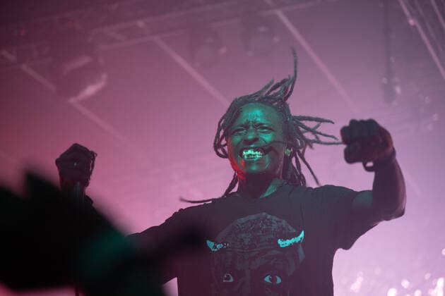 Duma live at Roskilde Festival 2022, Roskilde, Denmark Roskilde, Denmark. 01st, July 2022. The Kenyan grindcore band Duma performs a live concert during the Danish music festival Roskilde Festival 2022 in Roskilde. Here vocalist Martin Khanja is seen live on stage. Roskilde Denmark  Copyright: xGonzalesxPhoto MathiasxKristensex