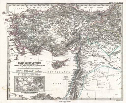 1873 Stieler Map of Asia Minor, Syria and Israel - Palestine (modern Turkey) Copyright: xpiemagsx piegeogr230322-1934 !ACHTUNG AUFNAHMEDATUM GESCHÄTZT!