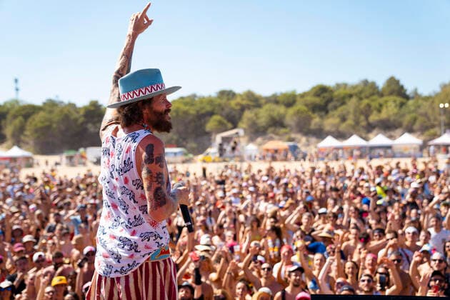 July 2, 2022, Lignano Sabbiadoro (Udine, Italy: Italian song writer Lorenzo Jovanotti on the stage during the Jova Beach Party , at Lignano Sabbiadoro, near Udine, Italy, 02 July 2022. ANSA MICHELE LUGARESI MAIKID - Goigest Press Office handout Lignano Sabbiadoro (Udine) Italy - ZUMAa110 20220702_zaf_a110_056 Copyright: xMichelexLugaresixMaikidx-xGoigesx