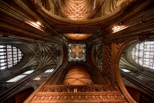 Canterbury Cathedral Blick am 1. Juni 2022 in die Kathedrale von Canterbury - View into the Canterbury Cathedral on 1. Juni 2022. Canterbury England UK *** Canterbury Cathedral View into the Canterbury Cathedral on 1 June 2022 Canterbury England UK