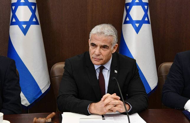 July 3, 2022, Jerusalem, Israel: Speaking at the start of his first weekly cabinet meeting, after assuming the role of Prime Minister, YAIR LAPID says Israeli public deserves a government that functions all the time and critical matters must not be delayed. Lapid tells the cabinet to ignore upcoming 1st November, 2022 elections and get on with the job. Jerusalem Israel - ZUMAi99_ 20220703_zip_i99_001 Copyright: xHaimxZach IsraelxGpox