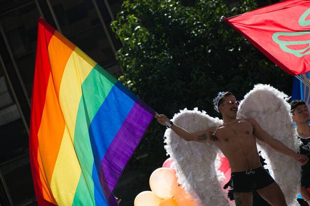 International Pride Day Celebrations In Bogota A demonstrator wearing angel wings waves a LGTBIQÂ Community flag during the international Pride parade celebrations in Bogota, Colombia, on July 3, 2022. Colombia celebrates the international pride parade the closest sunday to the international event to gather the most amount of members of the LGTBIQ+ Community. Bogota Colombia  Copyright: xSebastianxBarrosx originalFilename: barrossalamanca-internat220703_npgvt.jpg