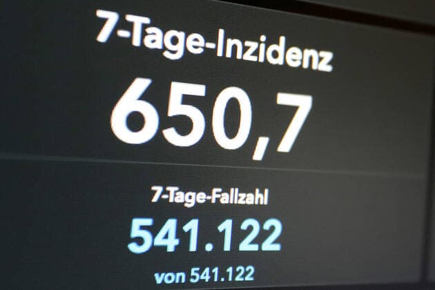 News Bilder des Tages Dashboard des RKI, die 7-Tage-Inzidenz liegt nun bei 650,7 7-Tage-Inzidenz, Dashboard des RKI auf einem Monitor am 04.07.2022 in Siegen Deutschland.