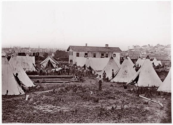 Locomotive 56, U.S. Military Railroad City Point. Troops Ready to be Taken to the Front by Rail 1861 65 Andrew Joseph Russell American. Locomotive 56, U.S. Military Railroad City Point. Troops Ready to be Taken to the Front by Rail 268077 Copyright: xpiemagsx Metbot-175126