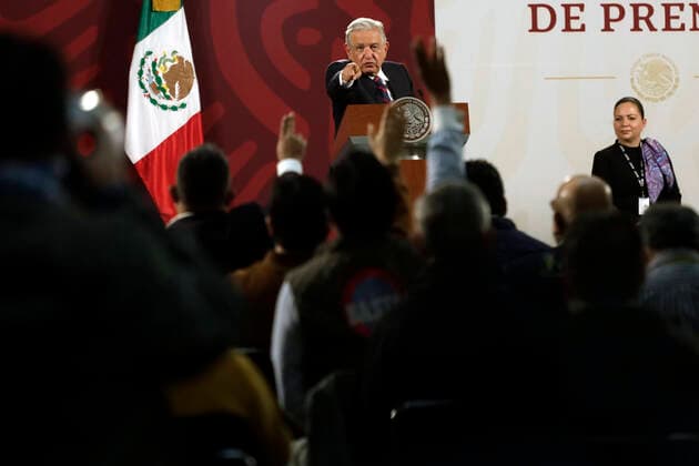 July 4, 2022, Mexico City, Mexico City, Mexico: July 4, 2022, Mexico City, Mexico: Mexican President Andres Manuel Lopez Obrador talking during his daily morning media conference at the National Palace. On Jul 4, 2022 In Mexico City, Mexico. Mexico City Mexico - ZUMAe321 20220704_zia_e321_037 Copyright: xLuisxBarronx xEyepixxGroupx