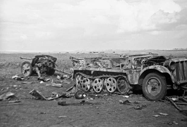 Destroyed German military equipment 616434 25.08.1943 The destroyed military equipment of the enemy near the village of Prokhorovka. The Kursk Bulge of the Voronezh Front. The Great Patriotic War of 1941-1945. Fedor Sputnik Voronezh region Russia  Copyright: xFedorx