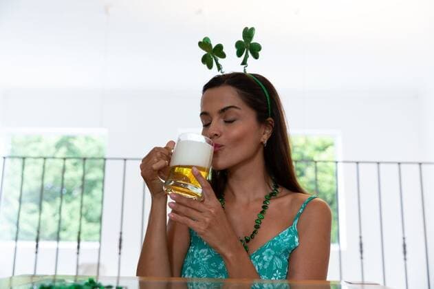 Caucasian woman celebrating st patrick s day making video call wearing deely boppers drinking beer Caucasian woman celebrating st patrick s day making video call wearing deely boppers drinking beer. staying at home in isolation during quarantine lockdown., model released, , property released, Cape Town, South Africa, 19.02.2021, 1411923.jpg, people,st patricks day,caucasian woman,celebrating,making,video call,wearing,deely,boppers,drinking beer,staying,home isolation,quarantine,lockdown,corona virus,covid,pandemic,epidemic,outbreak,corona,infection,virus,prevention,flu,social distancing,ncov,mask,isolation,self isolation,senior people,disease,respiratory,protective,influenza,caucasian,woman,patrick,day,video,call,drinking,beer,home Young A